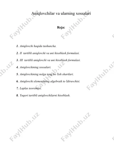 aniqlovchilar va ularning xossalari (matematika) — DOC