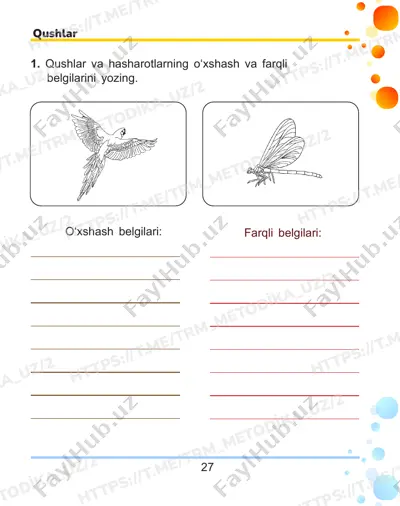 3sinf tabiiy fan daftari 7-9 dars — PDF