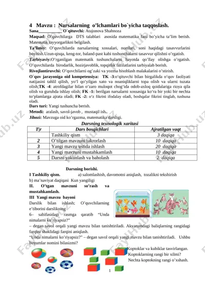 1 chorak matematika — DOC