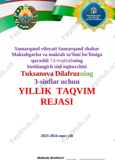3- sinf ish rejalari 2023-2024 ayam — DOCX
