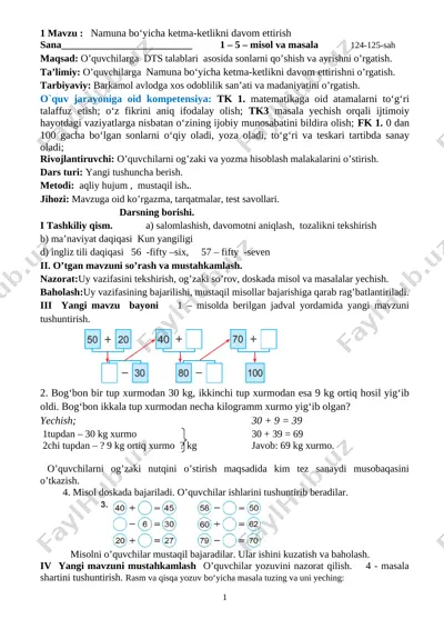 1-sinf mat iv chorak dars ishlanm — DOC