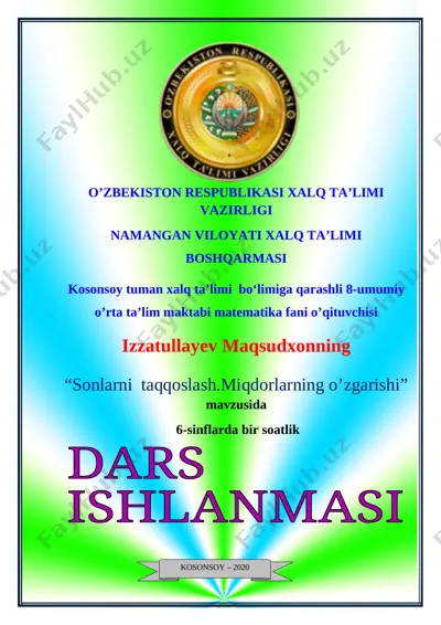 6-sinf sonlarni taqqoslash — DOCX