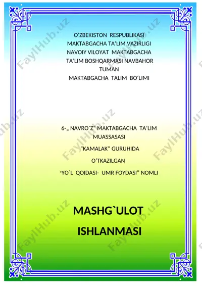 yo`l qoidasi umr foydasi — DOCX