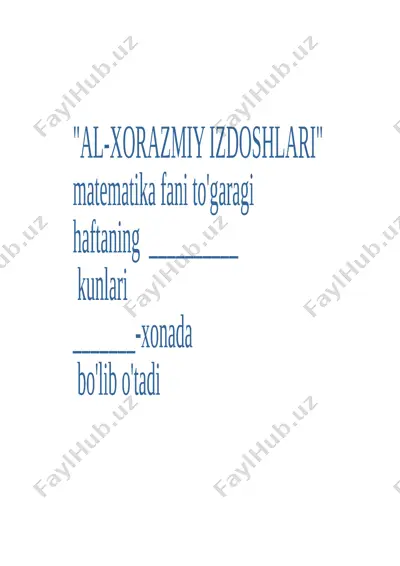 6-sinf matematika to'garak — DOCX