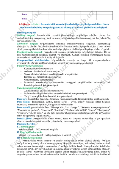 6-sinf texnologiya qizlar kanspekt — DOCX