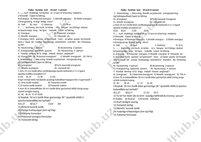 test 6-10-11-sinf fizika fanidan — DOCX