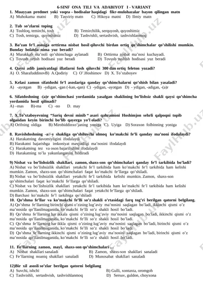 6-sinf-ona-tili-test — DOCX