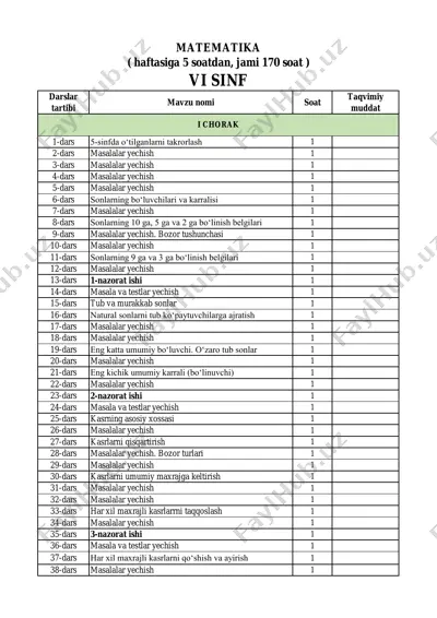 6-sinf matematika — PDF