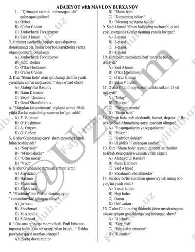 6-sinf i qism, test — PDF