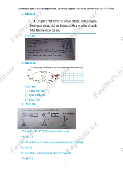 3-sinf mashq daftari. jabborova nazokat — PDF