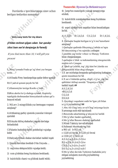 6-9-sinflar testi sinov uchun 36 ta — PDF