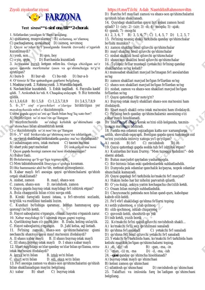 6-sinf ona tili test-2-chorak (eng yangi) — PDF