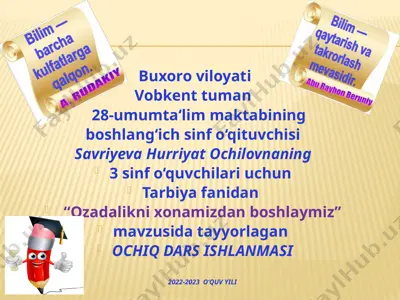 3-sinf tarbiya fani — PPTX