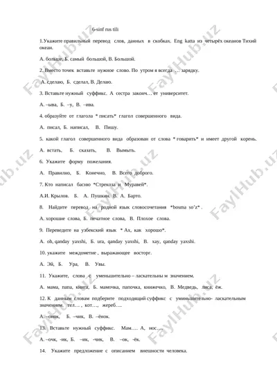 rus tili 6-sinf — DOCX