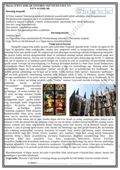 6-sinf tasviriy san'at yillik — DOCX