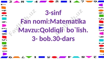 3-s.qoldiqli bo`lish.29-dars — PPTX