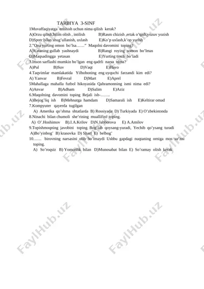 3 -sinf tarbiya — DOCX