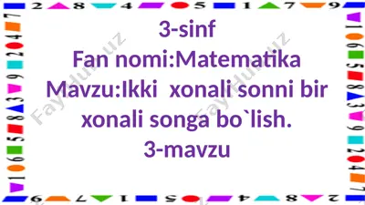 3-s.2xonali sonni 1 xonali songa bo`lish.3-m — PPTX