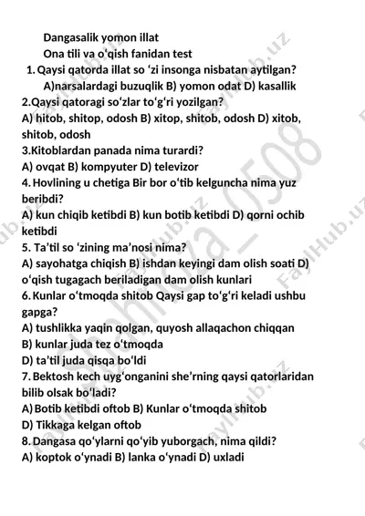 test dangasalik yomon illat — DOCX