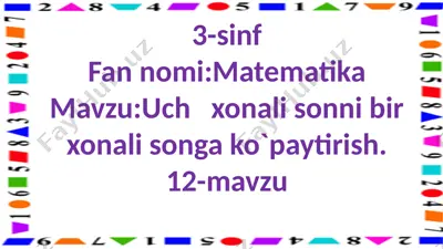 3-s.3 xonali sonni 1 xonali songa k.12-m — PPTX