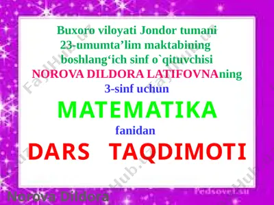 matematika uch xonali sonning xona birliklari yig`indisi — PPTX