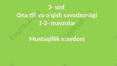 3- sinf 1-2- mavzuona tili va o`qish — PPTX