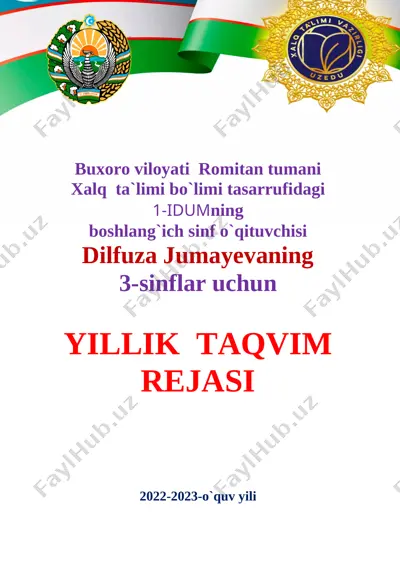 3- sinf ish rejalari 2022-2023 — DOCX