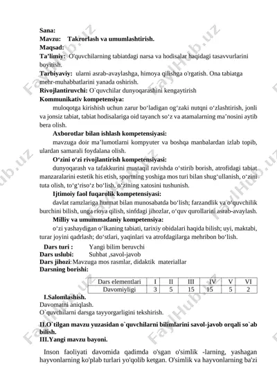 33-dars takrorlash va umumlashtirish — DOCX