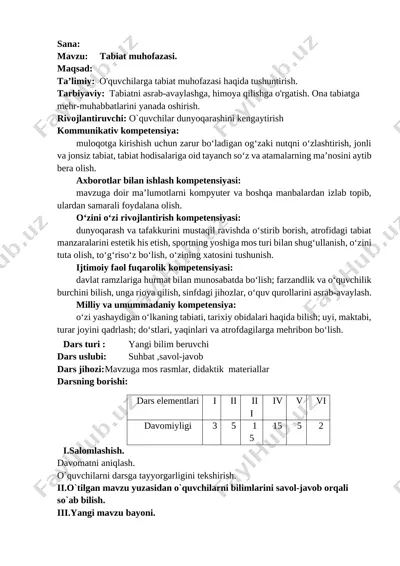 31-dars tabiat muhofazasi. — DOCX
