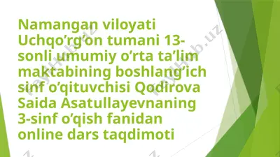 o'qish fanidan. may dasturxoni — PPTX