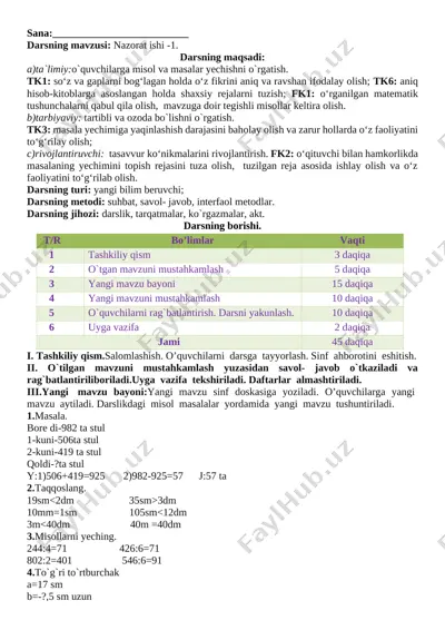 3 sinf matem nazorat — DOCX