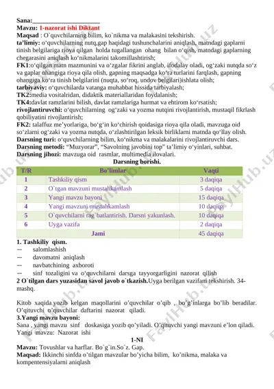 3 sinf ona tili nazorat — DOCX