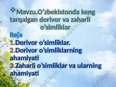 dorivor va zaharli o'simliklar — PPTX