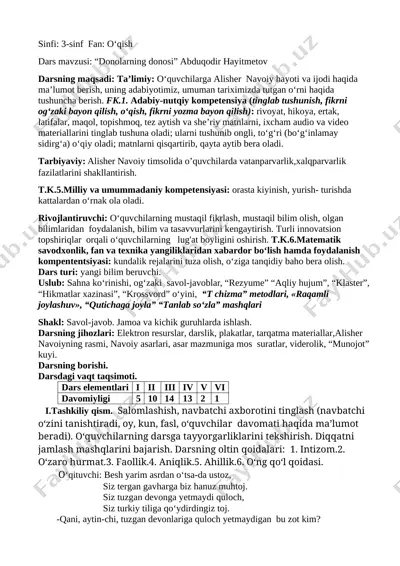 3-sinf o'qish — DOCX