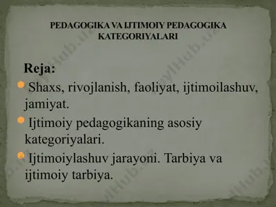 pedagogika va ijtimoiy pedagogika kategoriyalari — PPTX