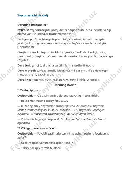 tuproq tarkibi 3-sinf — DOCX
