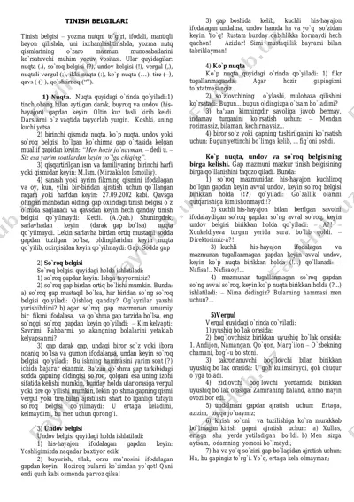 tinish belgilari — PDF
