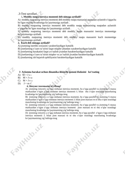 3-test savollari — DOCX