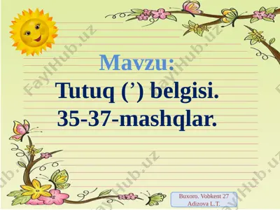 3-sinf. tutuq belgisi. 35-37-mashqlar — PPTX