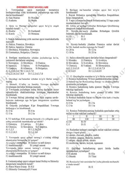 9-sinf geografiya. imtihon test — PDF