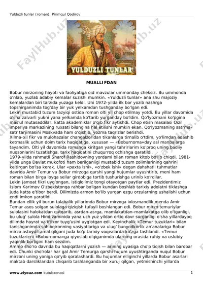 [@kitoblaro_bot] pirimqul qodirov yulduzli tunlar lotinchada — PDF