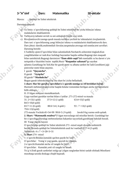 30-oktabr matematika dars ishlanma — DOCX