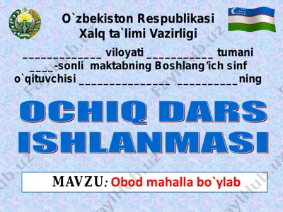 3-sinf o'qish fanidan obod mahalla boylab1-chorak — PDF