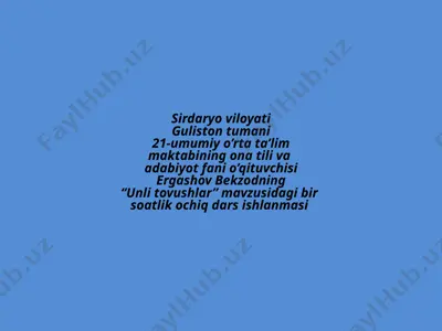 unli tovushlar — PPTX