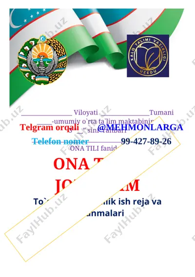 3-sinf ona tili to'garak 2021-2022 yil uchun xtb — DOCX