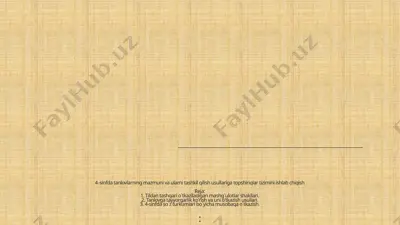 4-sinfda tanlovlarning mazmuni va ularni tashkil qilish usullariga topshiriqlar tizimini ishlab chiqish — PPTX