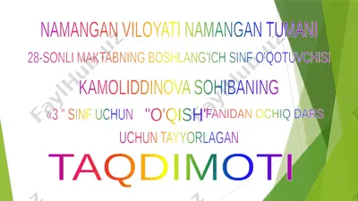 3-snf o'qish fanidan ochiq dars uchun slayd — PPTX