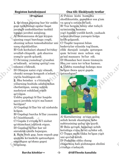 ona tili eksklyuziv testlar namunasi [@kitob_pdf_yuklabot] — PDF
