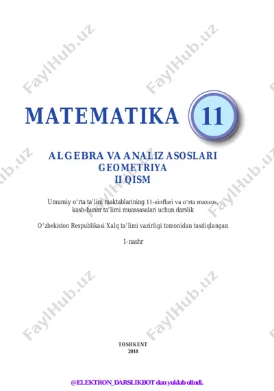 11-sinf-matematika-2-qism 2018 (@elekton_darslikbot) — PDF
