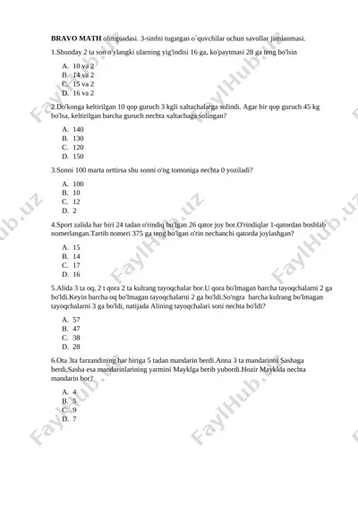 3-sinf test — DOCX